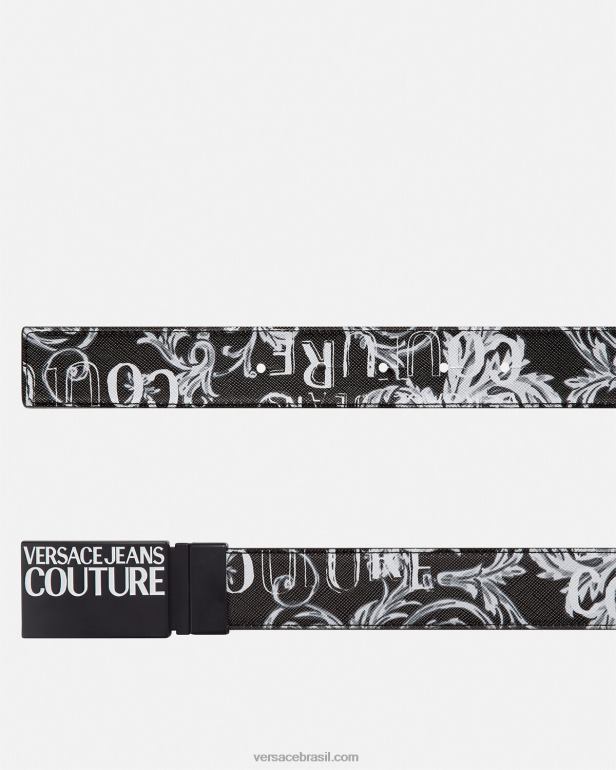 acessórios P2TX2507 Versace cinto de alta costura com logo reversível preto e cinza homens