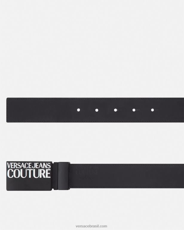 acessórios P2TX2507 Versace cinto de alta costura com logo reversível preto e cinza homens