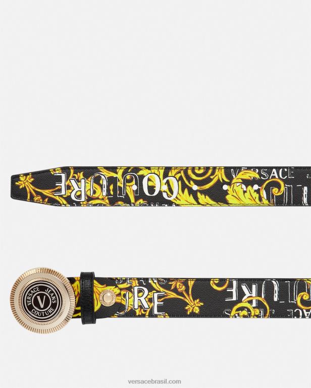 acessórios P2TX2512 Versace cinto redondo de alta costura com logotipo v-emblem ouro Preto homens