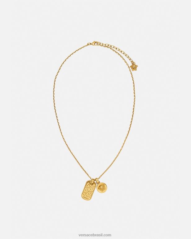 acessórios P2TX1688 Versace colar de etiqueta la greca ouro homens