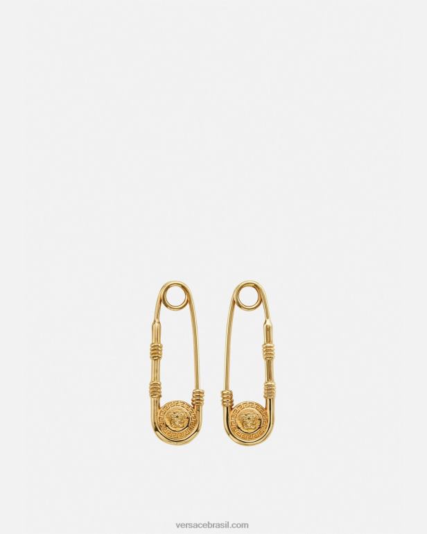 acessórios P2TX1690 Versace brincos de alfinete de segurança ouro homens
