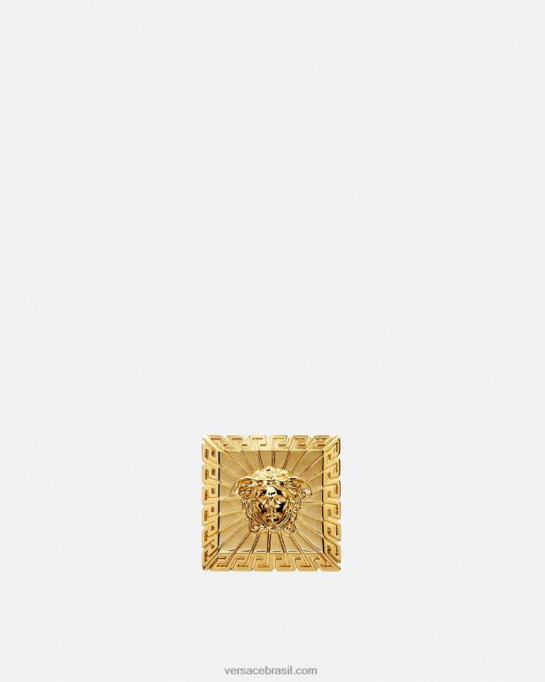 acessórios P2TX1691 Versace anel quadrado medusa ouro homens