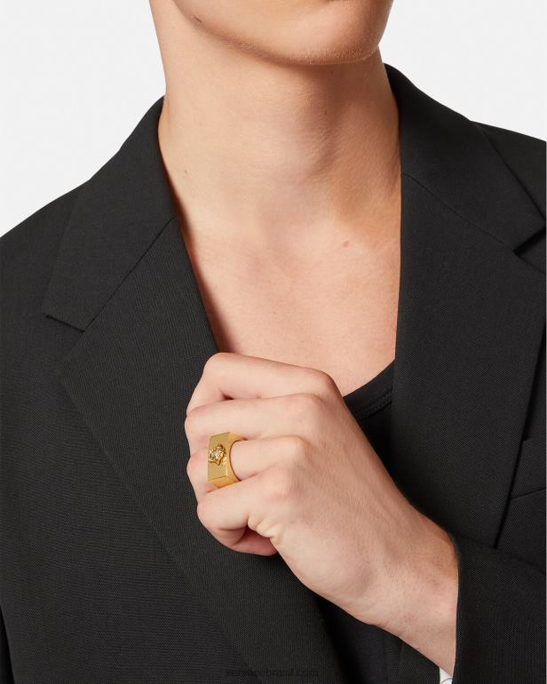 acessórios P2TX1694 Versace anel com logotipo da medusa ouro homens