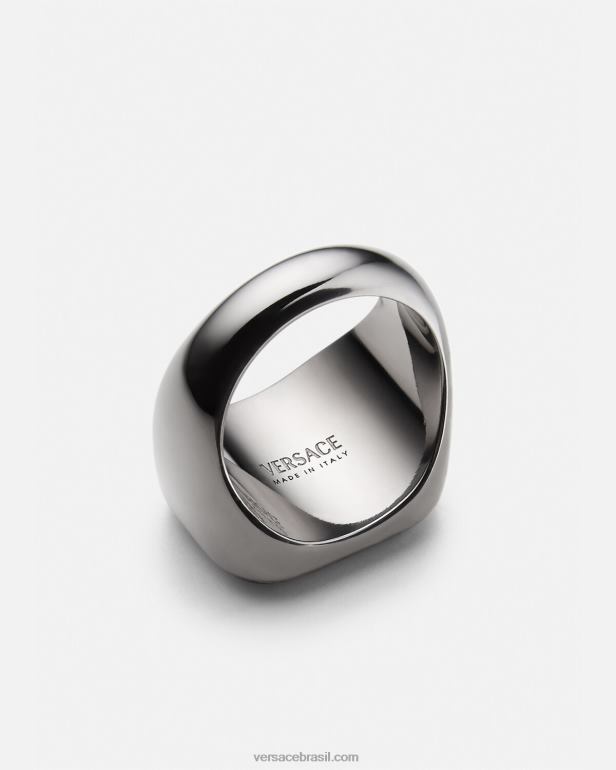 acessórios P2TX1698 Versace anel com logotipo do time do colégio metálico e vermelho homens