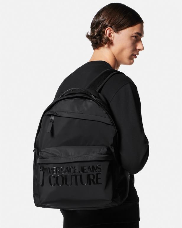 acessórios P2TX2490 Versace mochila de alta costura com logo preto homens