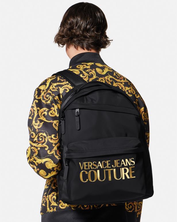 acessórios P2TX2492 Versace mochila de alta costura com logo ouro Preto homens