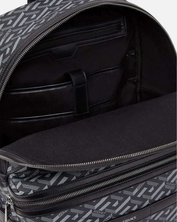 bolsas P2TX1487 Versace mochila la greca assinatura preto e cinza homens