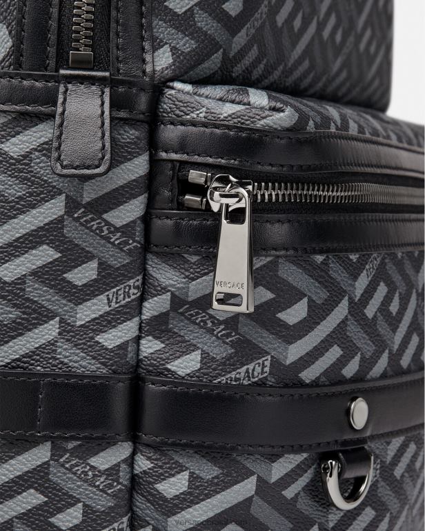 bolsas P2TX1487 Versace mochila la greca assinatura preto e cinza homens
