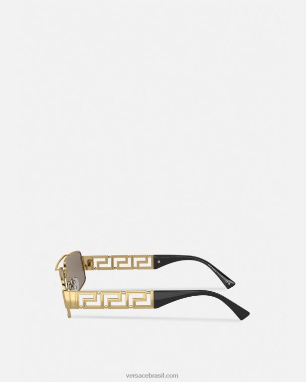 acessórios P2TX1676 Versace óculos de sol grego ouro Preto homens