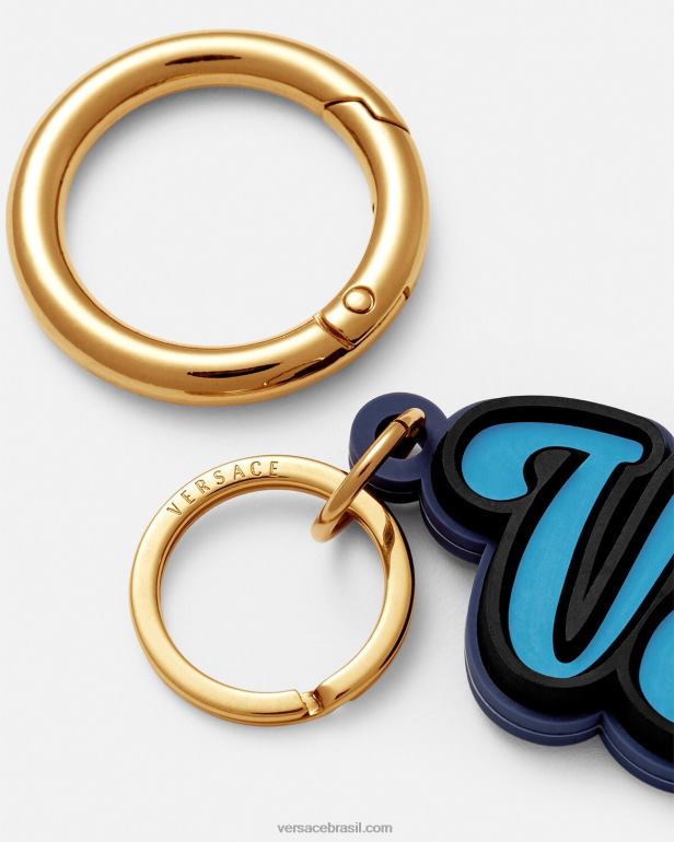 acessórios P2TX1655 Versace chaveiro de silicone com logotipo do time do colégio azul homens