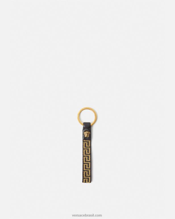 acessórios P2TX1656 Versace chaveiro grego ouro Preto homens