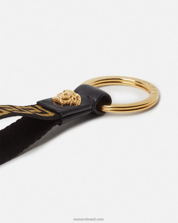 acessórios P2TX1656 Versace chaveiro grego ouro Preto homens