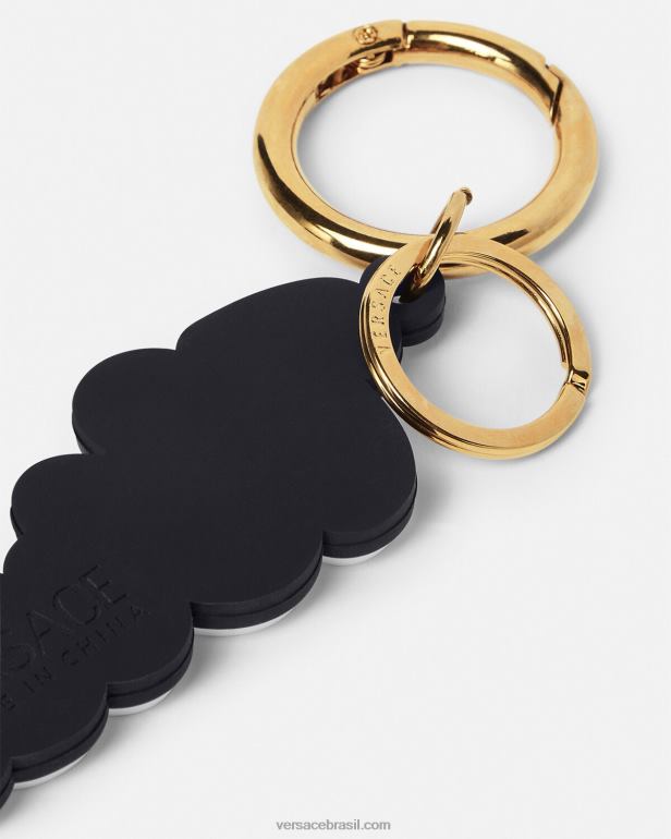 acessórios P2TX1665 Versace chaveiro de silicone com logotipo do time do colégio preto homens