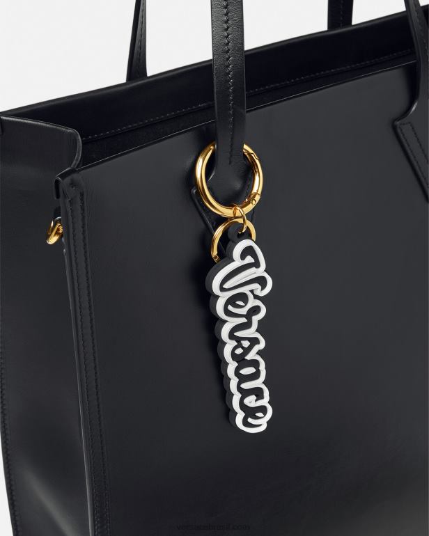 acessórios P2TX1665 Versace chaveiro de silicone com logotipo do time do colégio preto homens