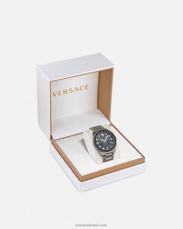 acessórios P2TX1705 Versace relógio greca dome crono pênalti homens