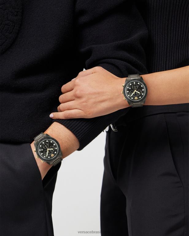 acessórios P2TX1705 Versace relógio greca dome crono pênalti homens