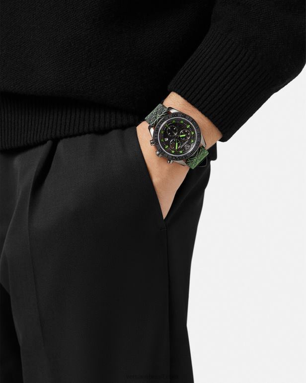 acessórios P2TX1706 Versace relógio greca dome crono pênalti homens