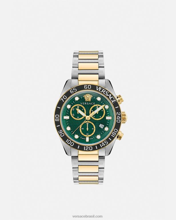 acessórios P2TX1707 Versace relógio greca dome crono pênalti homens