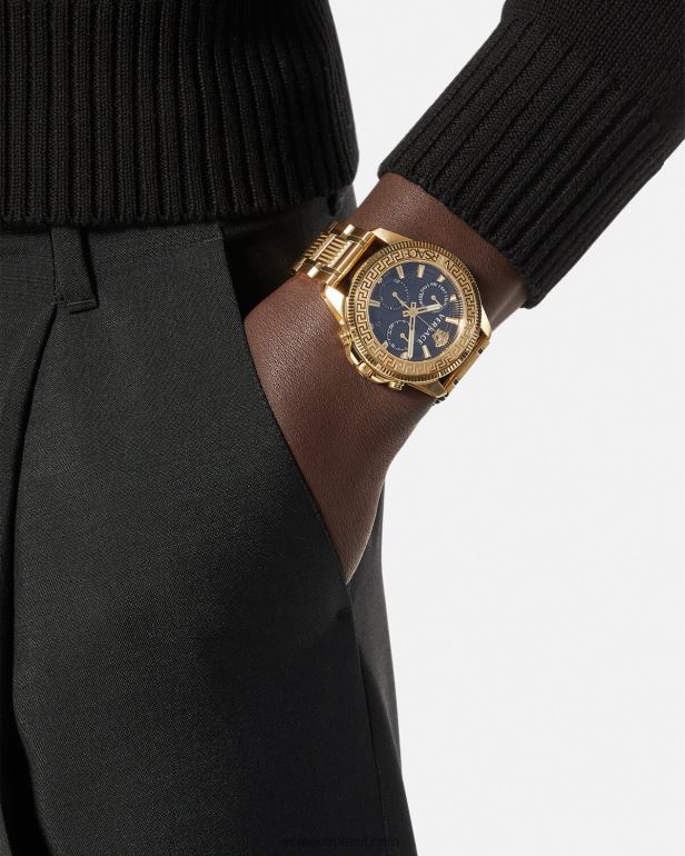 acessórios P2TX1709 Versace relógio cronógrafo de ação greca pênalti homens