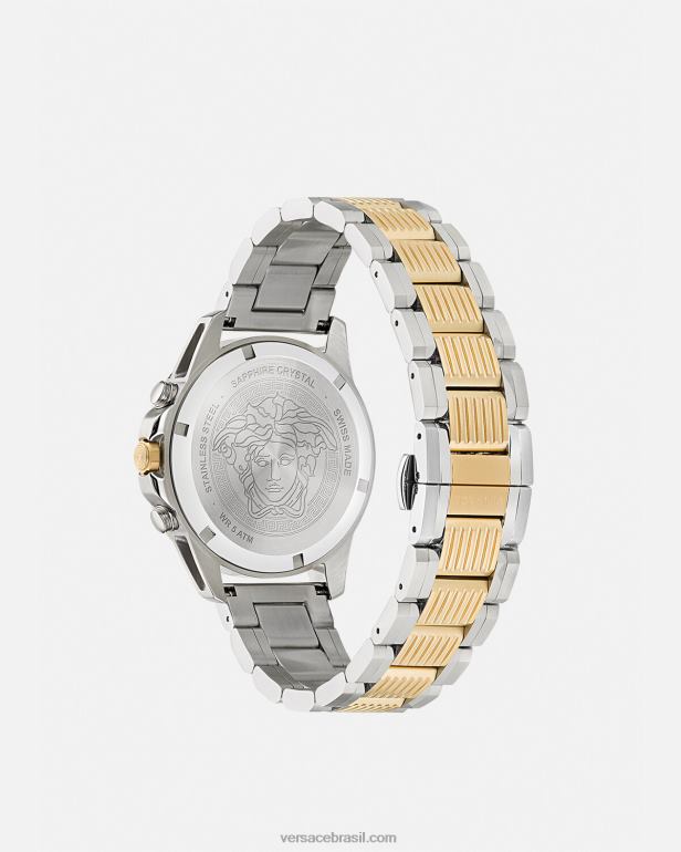 acessórios P2TX1710 Versace relógio cronógrafo de ação greca pênalti homens