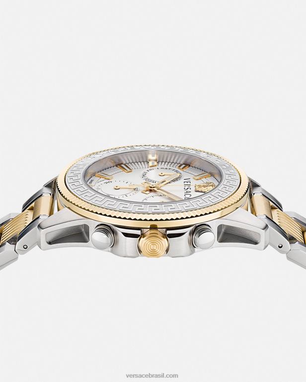acessórios P2TX1710 Versace relógio cronógrafo de ação greca pênalti homens