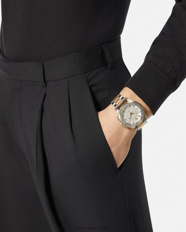 acessórios P2TX1710 Versace relógio cronógrafo de ação greca pênalti homens