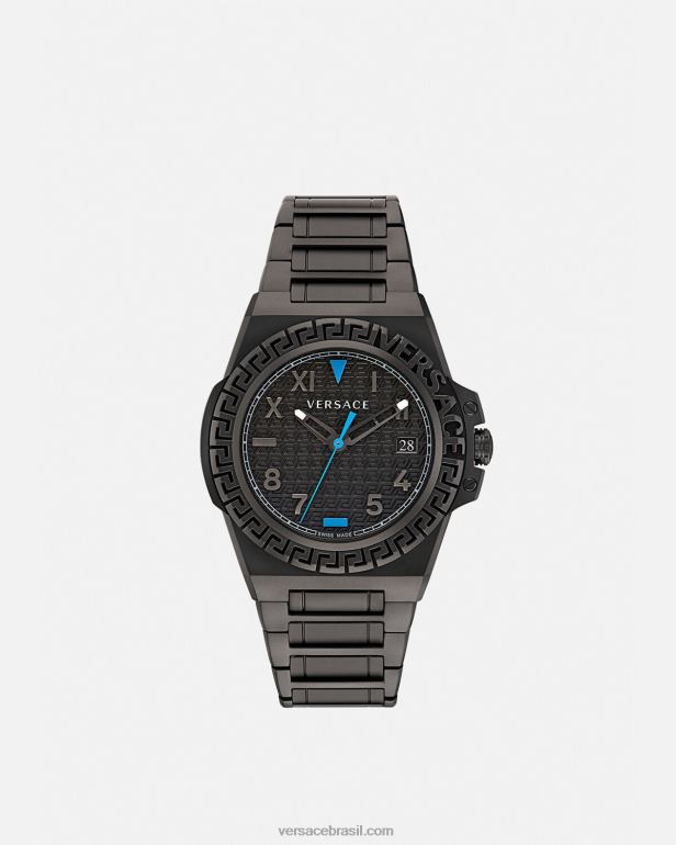 acessórios P2TX1711 Versace relógio de reação Greca preto homens