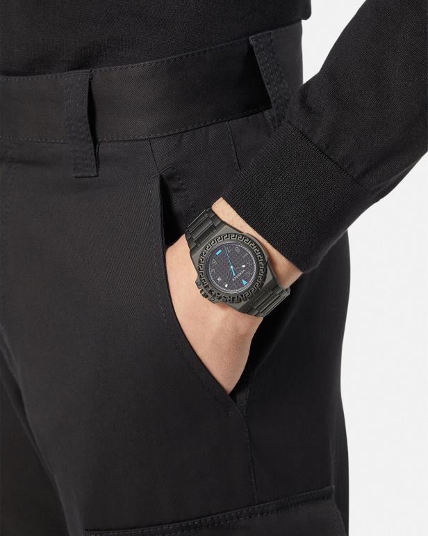 acessórios P2TX1711 Versace relógio de reação Greca preto homens