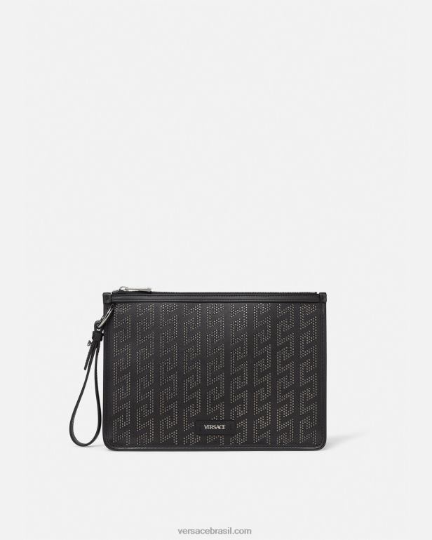 bolsas P2TX1475 Versace bolsa crossbody Greca com tachas preto homens