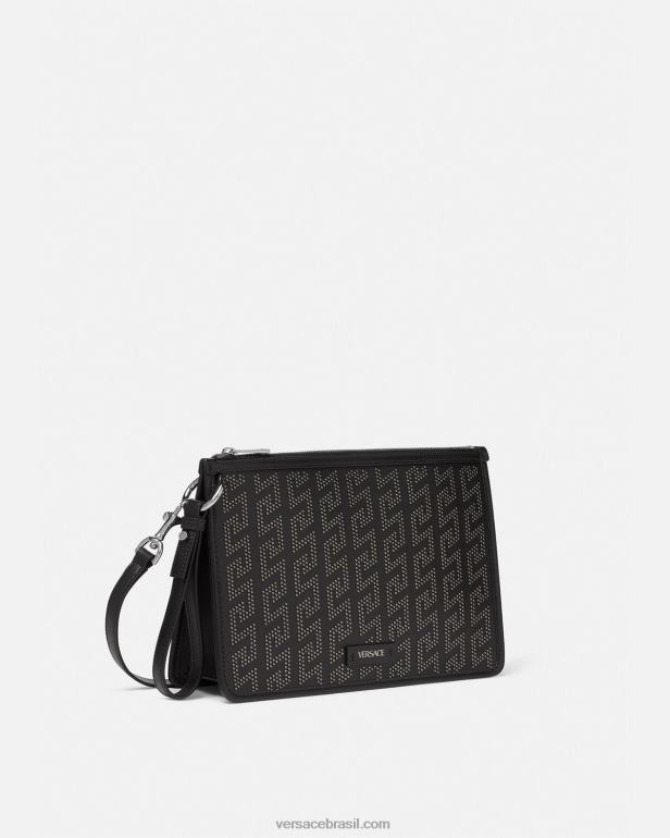 bolsas P2TX1475 Versace bolsa crossbody Greca com tachas preto homens