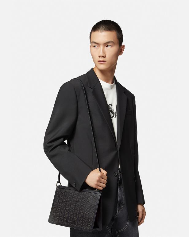 bolsas P2TX1475 Versace bolsa crossbody Greca com tachas preto homens