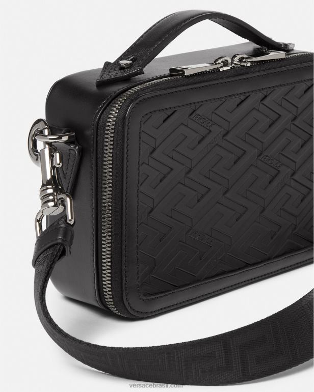 bolsas P2TX1479 Versace bolsa carteiro pequena com assinatura la greca preto homens