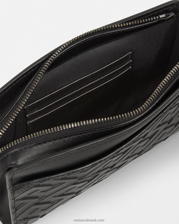 bolsas P2TX1481 Versace bolsa carteiro com assinatura la greca preto homens