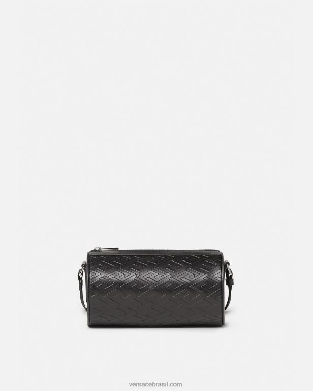 bolsas P2TX1482 Versace bolsa carteiro com assinatura la greca preto homens