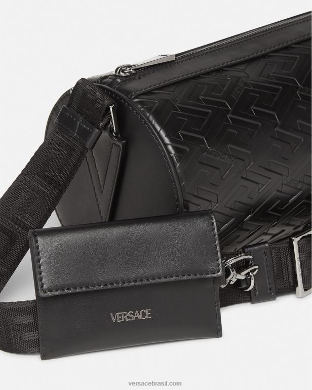bolsas P2TX1482 Versace bolsa carteiro com assinatura la greca preto homens