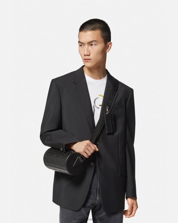 bolsas P2TX1482 Versace bolsa carteiro com assinatura la greca preto homens