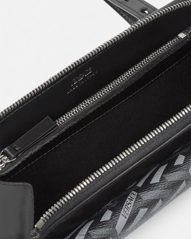 bolsas P2TX1484 Versace bolsa crossbody exclusiva la greca preto e cinza homens