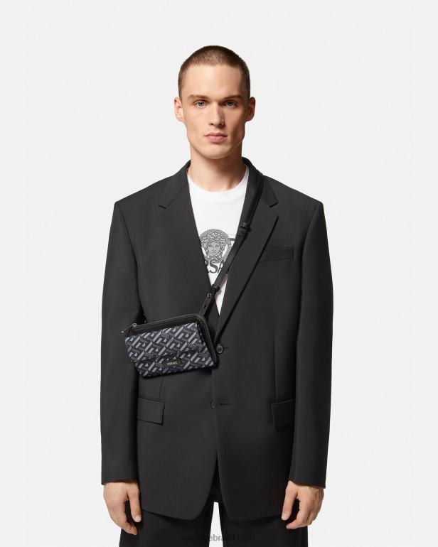 bolsas P2TX1484 Versace bolsa crossbody exclusiva la greca preto e cinza homens