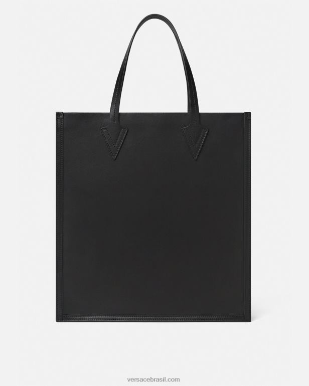 bolsas P2TX1489 Versace bolsa tote alta greca com tachas preto homens