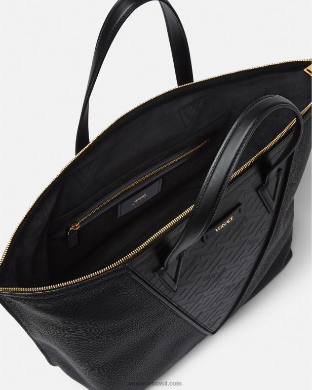 bolsas P2TX1490 Versace bolsa tote com assinatura v greca preto homens