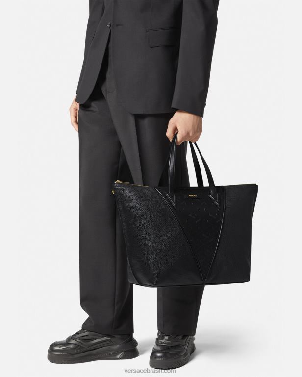 bolsas P2TX1490 Versace bolsa tote com assinatura v greca preto homens