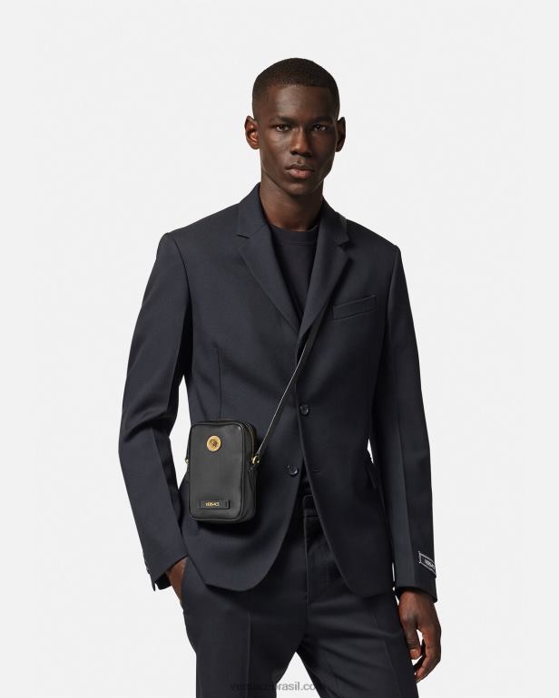 bolsas P2TX1465 Versace bolsa crossbody pequena medusa biggie preto homens