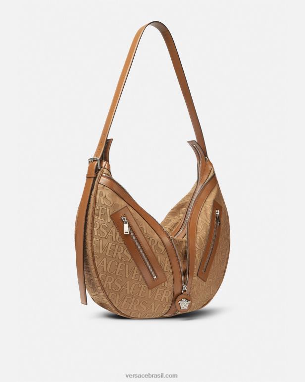 bolsas P2TX1499 Versace todo repetido saco grande hobo marrom homens