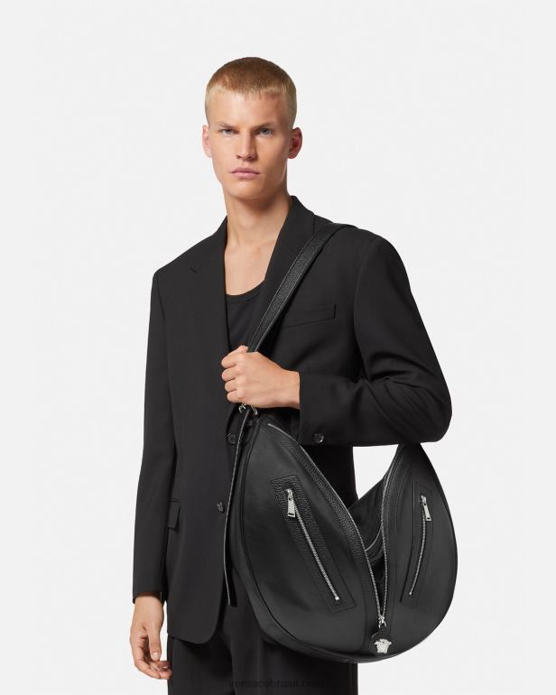 bolsas P2TX1500 Versace repita a bolsa hobo grande preto homens