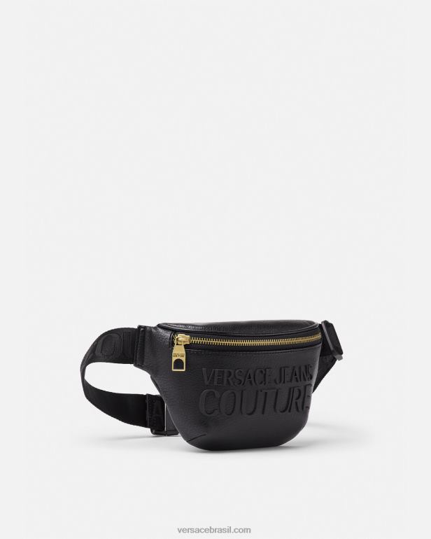 bolsas P2TX2471 Versace bolsa de cinto com logotipo preto homens