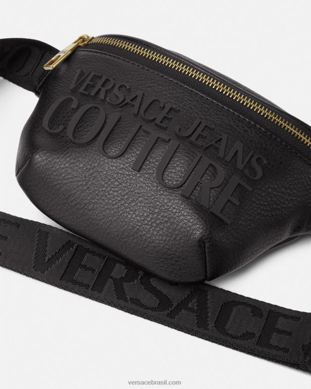 bolsas P2TX2471 Versace bolsa de cinto com logotipo preto homens