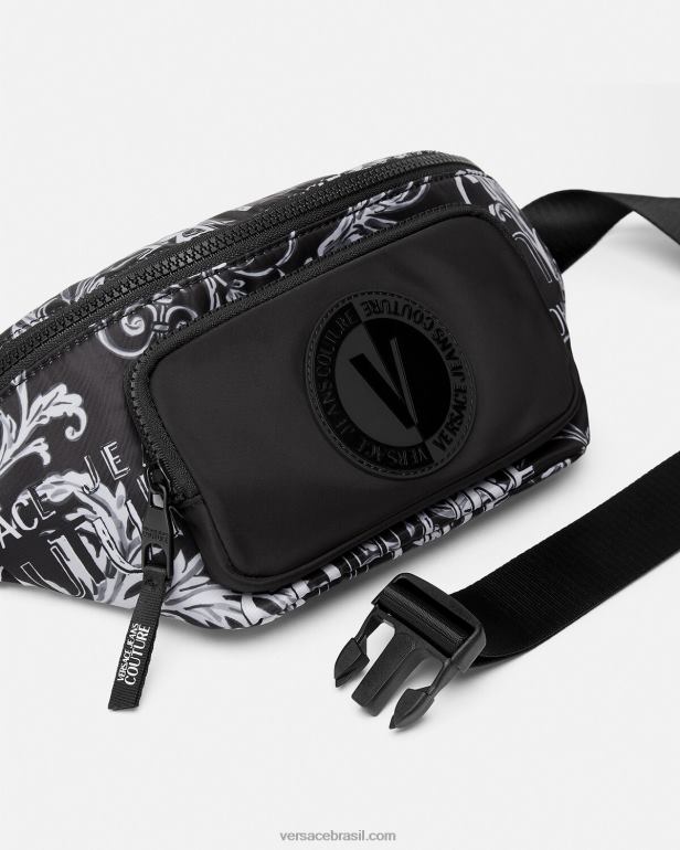 bolsas P2TX2494 Versace bolsa de cinto de alta costura com logotipo preto e cinza homens