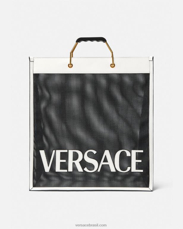 bolsas P2TX1508 Versace sacola de compras Preto branco homens