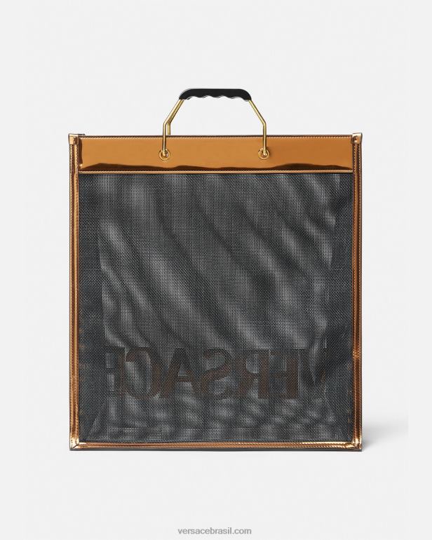bolsas P2TX1509 Versace bolsa tote alta shopper preto e caramelo homens