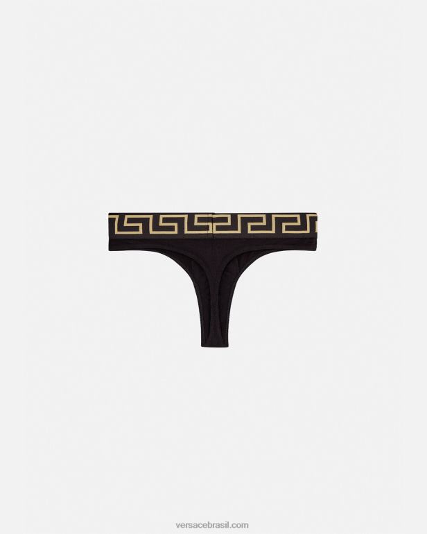 roupas íntimas e moda praia P2TX1770 Versace tanga fronteiriça greca preto homens